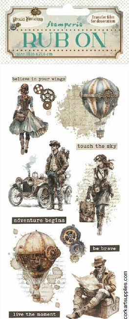 Stamperia Voyages Fantastiques Rub On 4x8,5 Inch Explorers