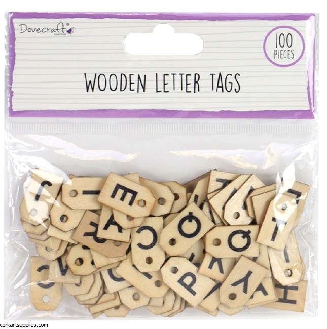 Wooden Letter Tags DC 100pk