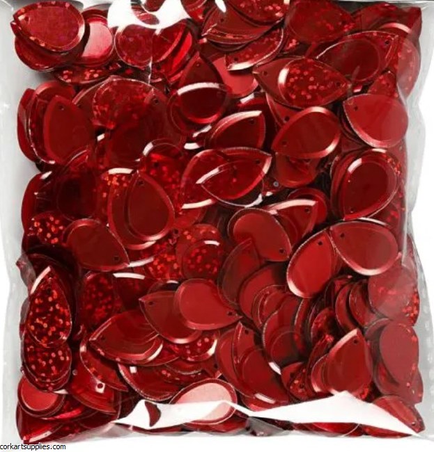 Sequins 50g Drops Red