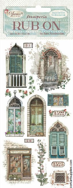 Stamperia Venice City of Art Rub On 4x8,5 Inch Doors And Windows