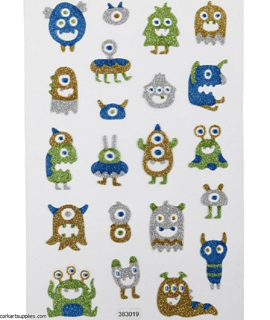 Sticker Sheet Glitter Monsters