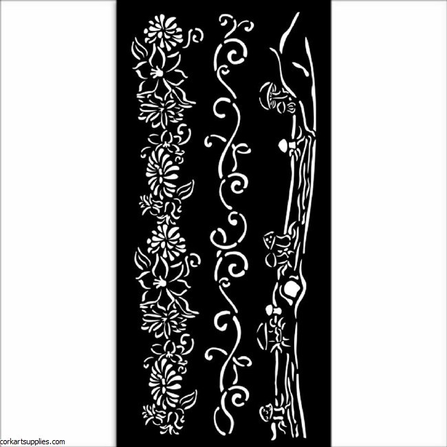 Hidden Grove Thick Stencil 12x25cm 3 Borders