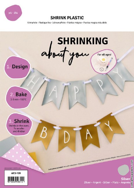 Shrink Plastic A4 Silver 4pk