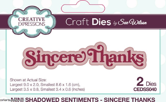 Creative Expressions Sue Wilson Craft Die Mini Shadowed Sentiments Sincere Thanks