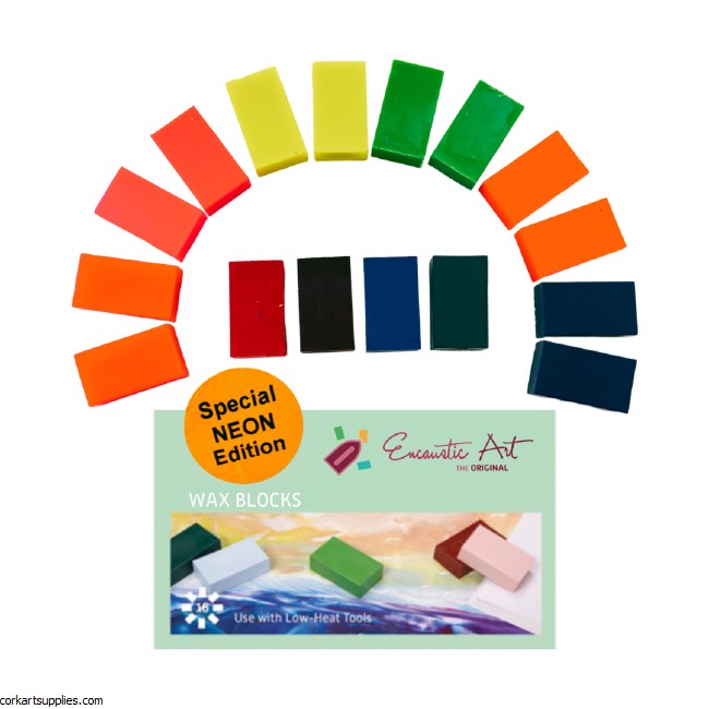 Encaustic Wax Set 16pk Neon with Free Stamp!