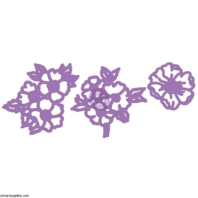 Purple Metal Die Open Flowers 3 3/Pkg