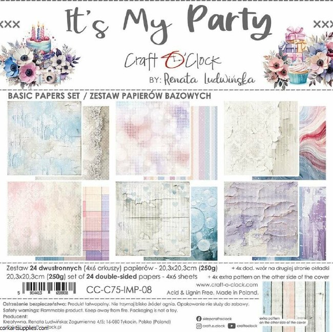 Craft O'clock It's My Party 8x8 Inch Basic Papers Set