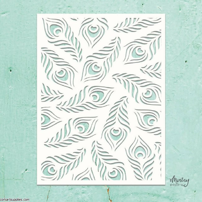 Mintay Kreativa Stencil 6x8 Inch Peacock Feathers