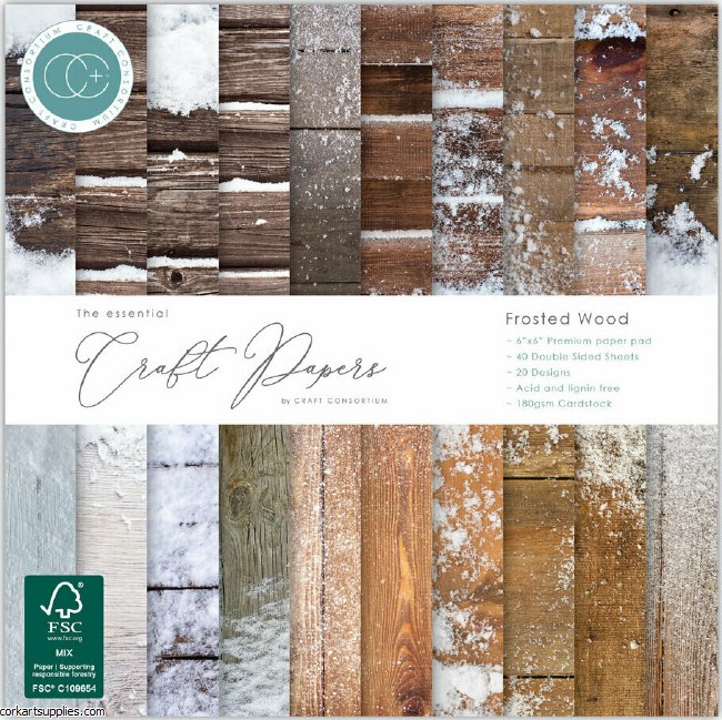 Craft Consortium Essential Craft Papers 6x6 Inch Paper Pad Frosted Wood