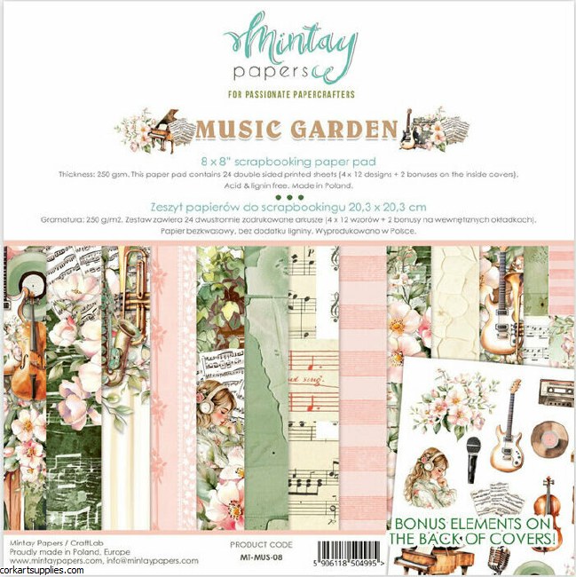 Mintay Music Garden 8x8 Inch Scrapbooking Paper Pad