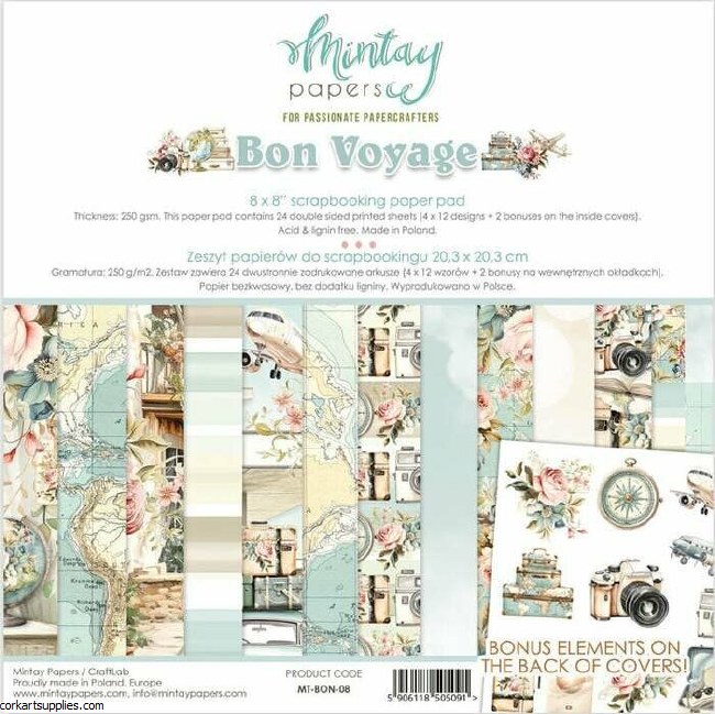 Mintay Bon Voyage 8x8 Inch Scrapbooking Paper Pad