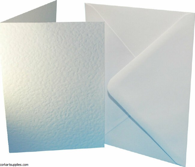 Card & Envelope A6 50pk White Hammered