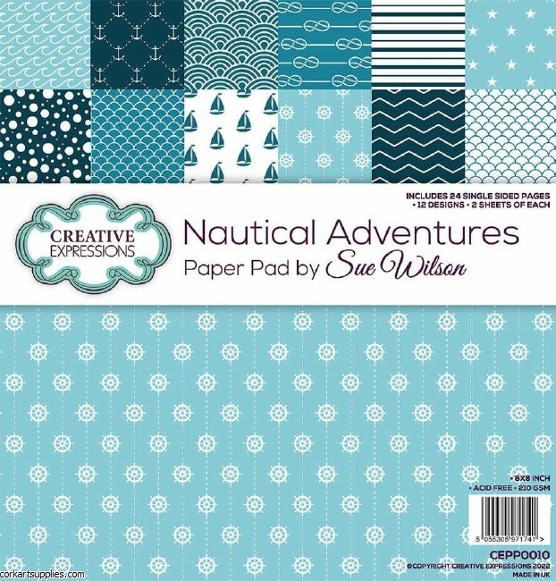 Creative Expressions Sue Wilson Paper Pad 8x8 Inch Nautical Adventures (outlet)