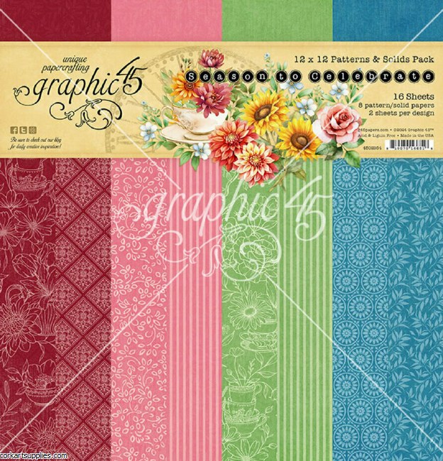 Graphic 45 Season to Celebrate 12x12 Inch Patterns & Solids Pack