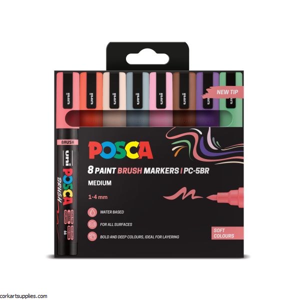Posca Brush PC5BR Pastel 8pk