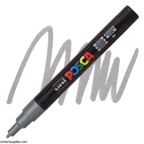 Posca PC-3M Fine Bullet Tip .9-1.3mm Silver Posca PC-3M Fine Bullet Tip .9-1.3mm Silver