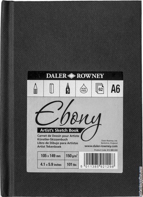 Daler Ebony Hardback A6 Portrait 150gm Cartridge