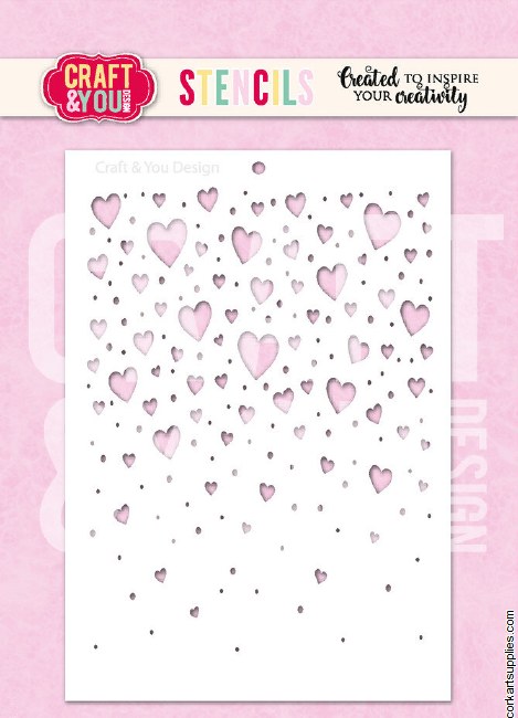 Craft & You Design Floating Hearts A6 Stencil (sc019)