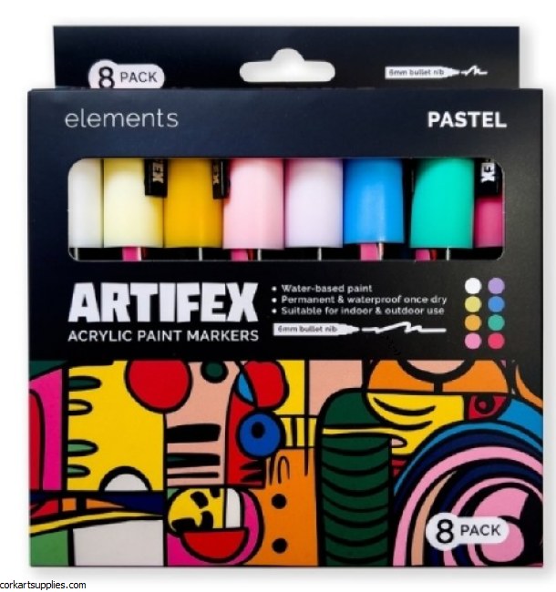 Elements Artifex Acrylic Paint Markers 6mm 8pk Pastel