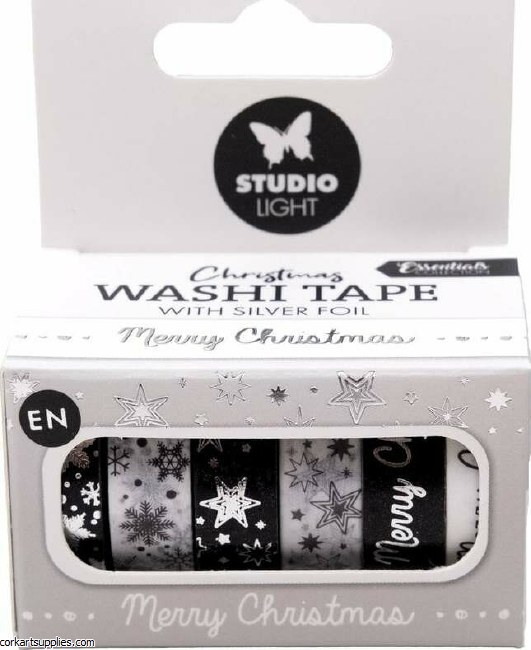 Washi Tape Black/White Silver