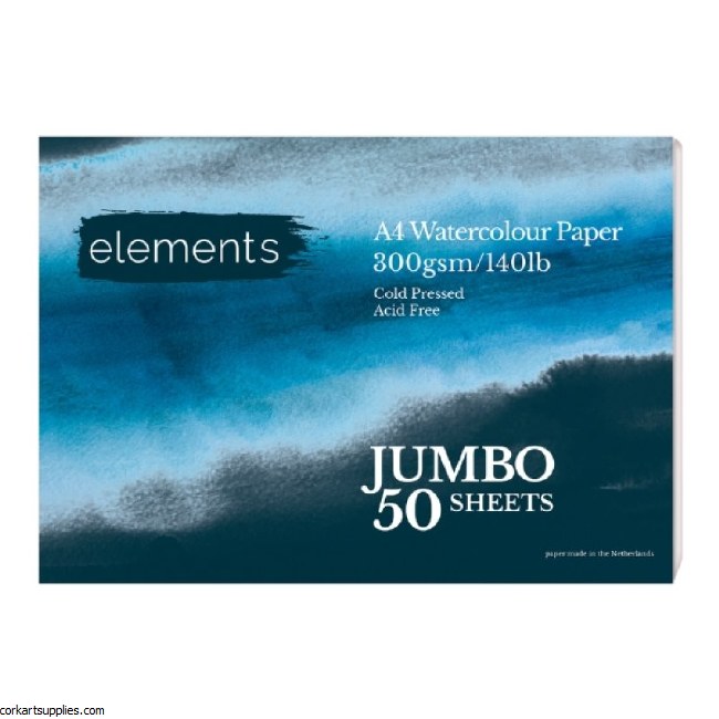 Elements A4 Watercolour Jumbo Pad 140lb 50 Sheets