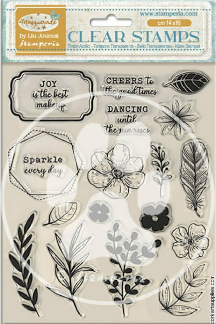 Masquerade Clear Stamps Flowers And Labels