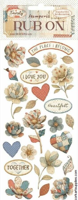 Stamperia Family Rub On 8,33x2,36 Inch Patchwork Flowers