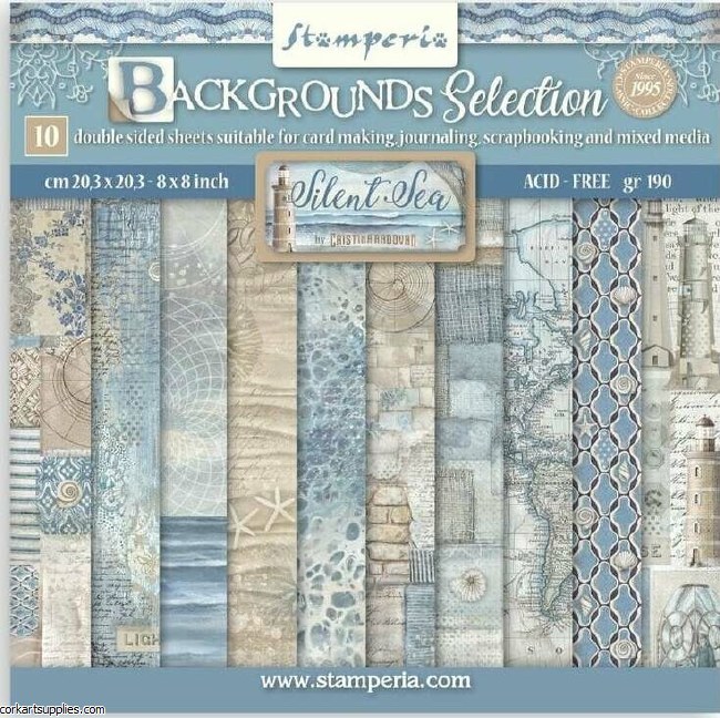 Stamperia Silent Sea 8x8 Inch Paper Pack Backgrounds Selection