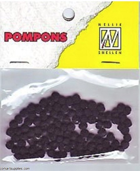 Pom Poms 100pk 3mm Black