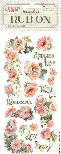 Stamperia House of Roses Rub On 4x8,5 Inch Writings And Roses
