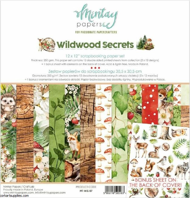 Mintay Wildwood Secrets 12x12 Inch Scrapbooking Paper Set