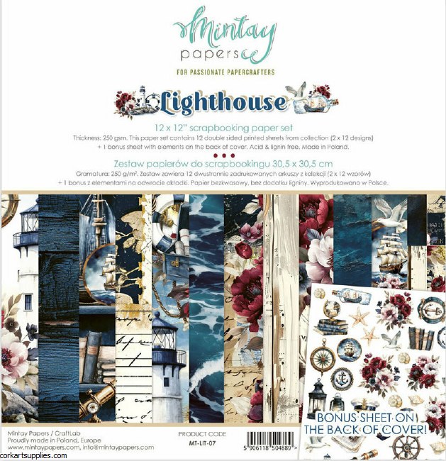 Mintay Lighthouse 12x12 Inch Scrapbooking Paper Set