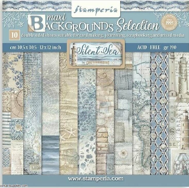Stamperia Silent Sea Maxi Background Selection 12x12 Inch Paper Pack Stamperia Silent Sea Maxi Background Selection 12x12 Inch Paper Pack
