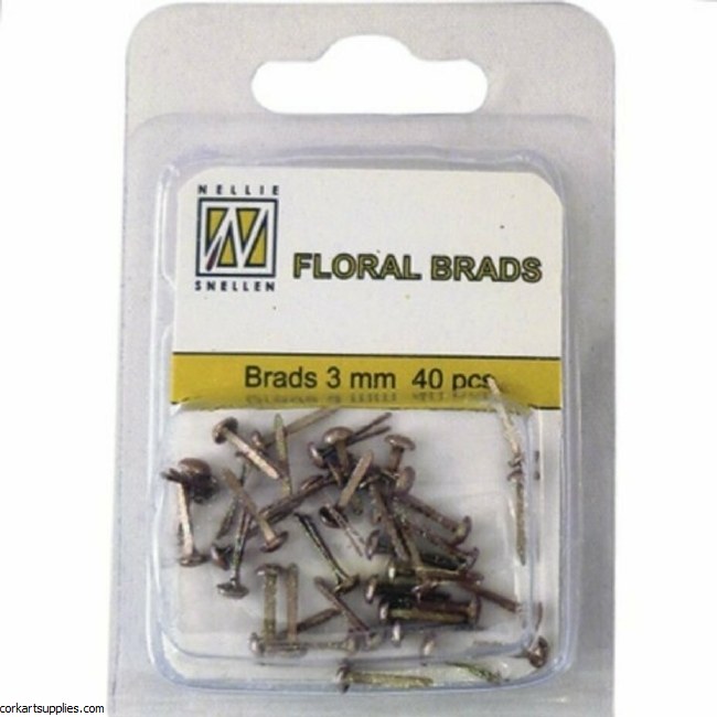 Brads 3mm Glitter Gold 40pk