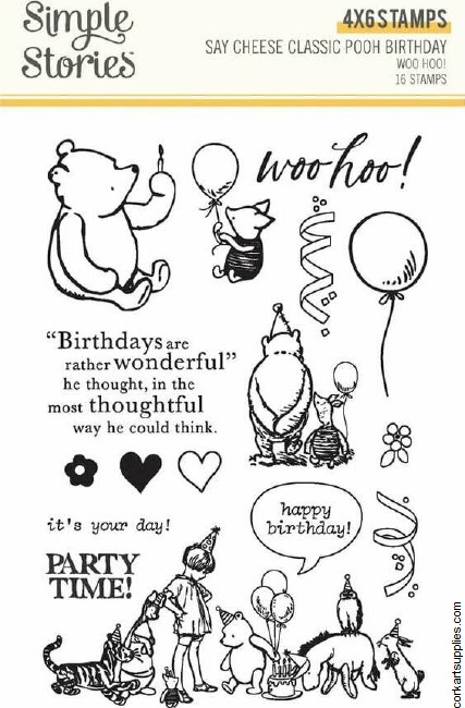 Simple Stories Say Cheese Classic Pooh Birthday Stamps Woo Hoo!