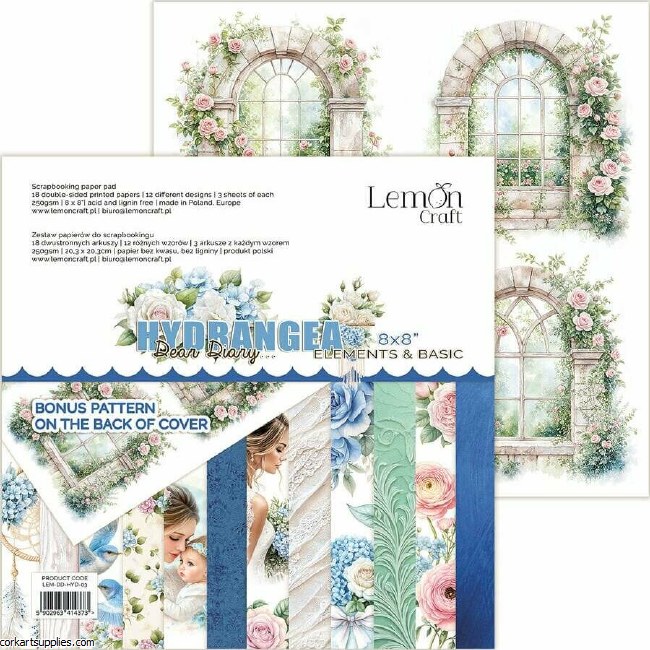 Paper Pack 8x8 Lemoncraft Dear Diary Hydrangea Elements