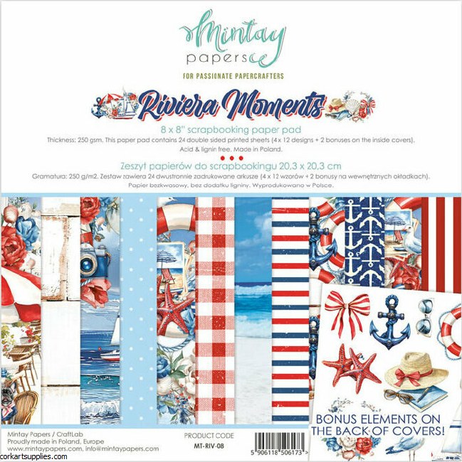 Mintay Riviera Moments 8x8 Inch Scrapbooking Paper Pad
