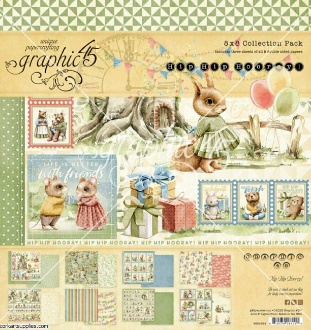 Graphic 45 Hip Hip Hooray 8x8 Inch Collection Pack