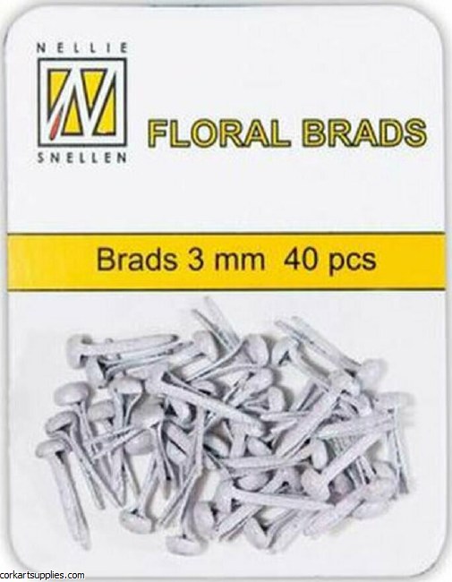 Nellie Snellen Floral Glitter Brads 3mm White (40pcs)