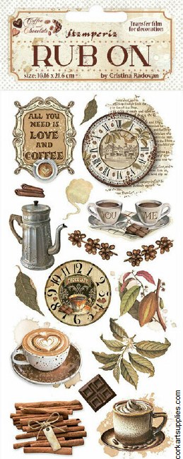 Stamperia Coffee And Chocolate Rub On 4x8,5 Inch All You Need Is Love And Coffee