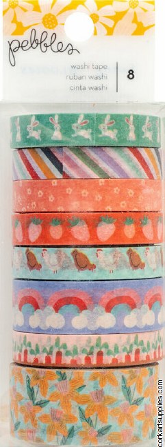 American Crafts Pebbles Sunny Bloom Washi Tape Spools (8pcs)