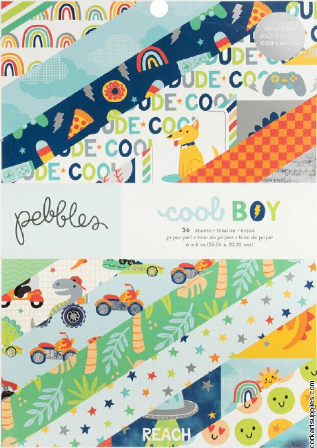 American Crafts Pebbles Cool Boy 6x8 Inch Paper Pad Silver Foil (36 Sheets)