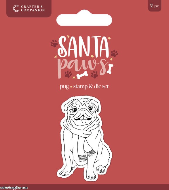 Crafter's Companion Santa Paws Stamp & Die Pug