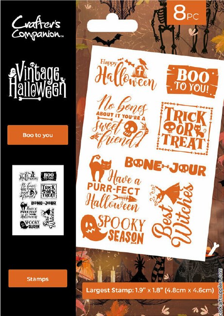 Crafter's Companion Vintage Halloween Clear Stamps Boo To You