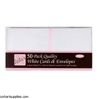 Card/Envelope 50pk Squ 135mm White