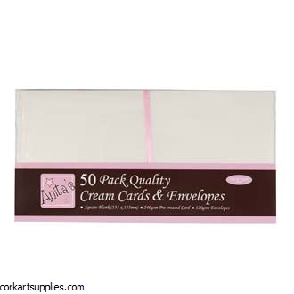 Card/Envelope 50pk Squ 135mm Cream