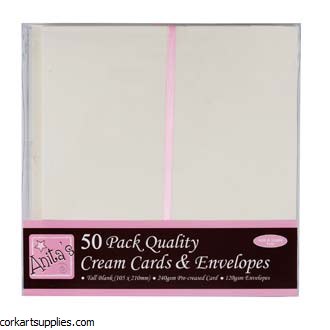 Card/Envelope 50pk Tall 105x210mm Cream