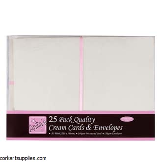 Card/Envelope Blank A5 148x210mm Cream 25pk