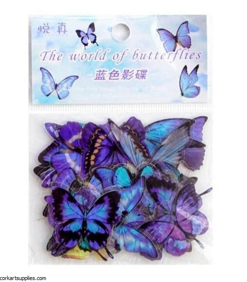 Stickers Butterflies 40pk Blue