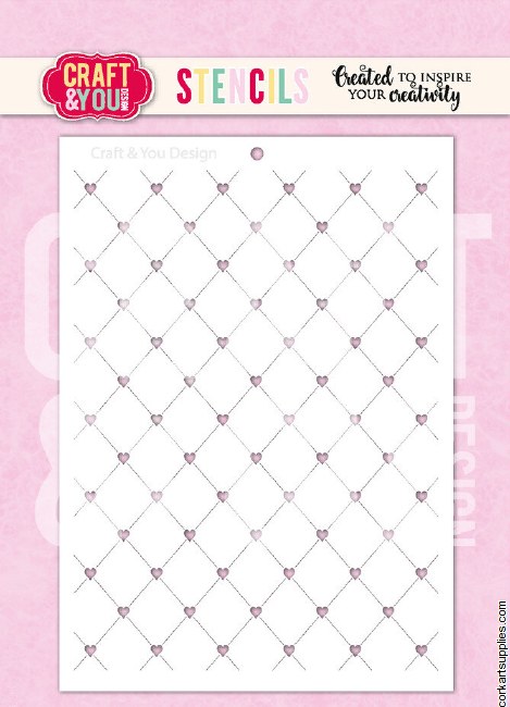 Craft & You Design Heart Grid A6 Stencil (sc017)